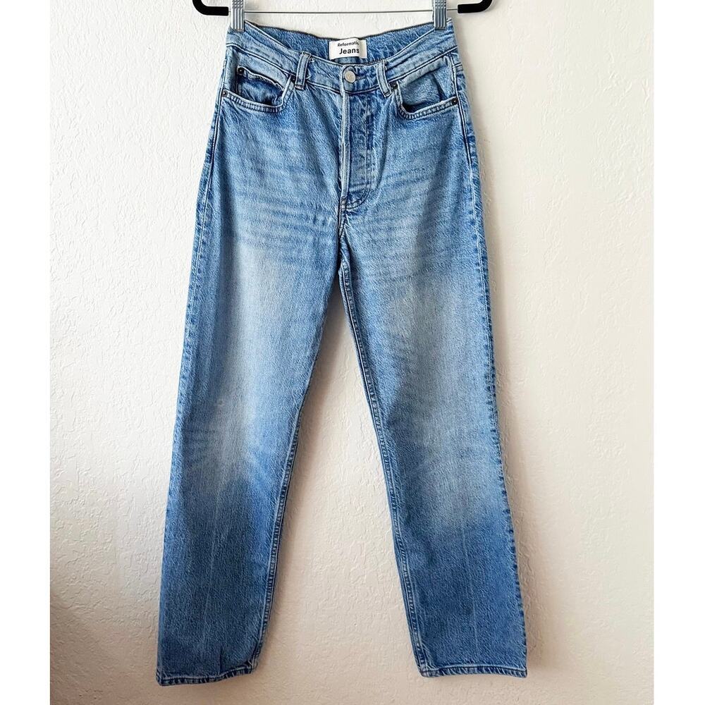 Reformation Jeans Women's Hidden Button Fly Stretch Denim Cotton Malta Wash 24